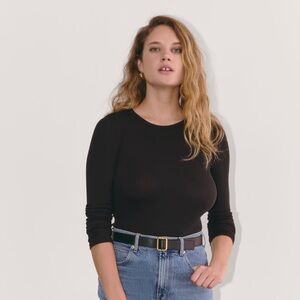 Everlane Black Long Sleeve crew rib tee